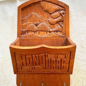 Hand-carved Wooden Honduras Wall Organizer, 1980